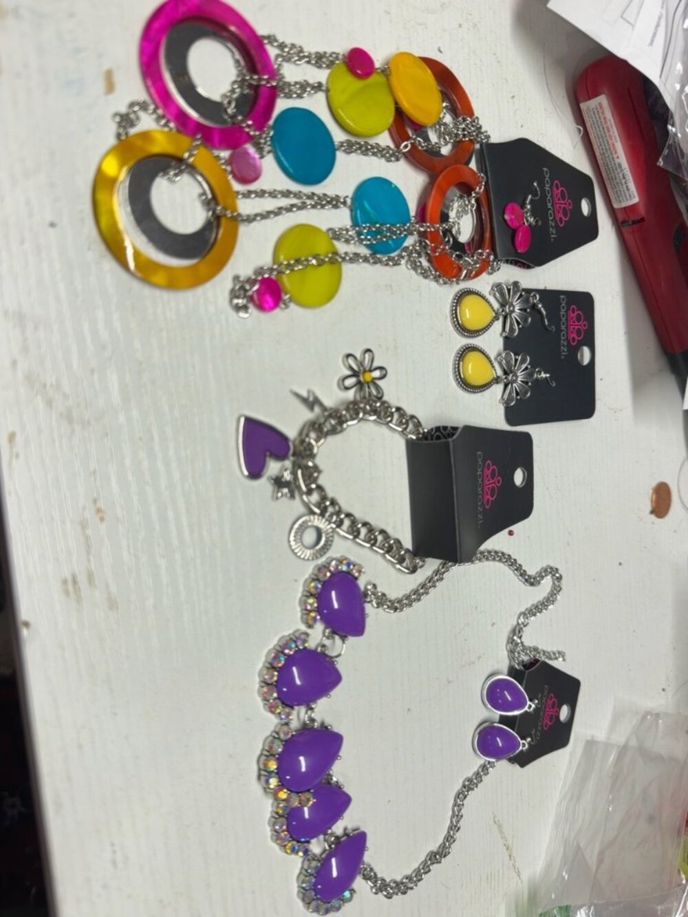 Paparazzi Multicolor Purple Bundle 2 Necklace Sets Yellow Earrings Bracelet
